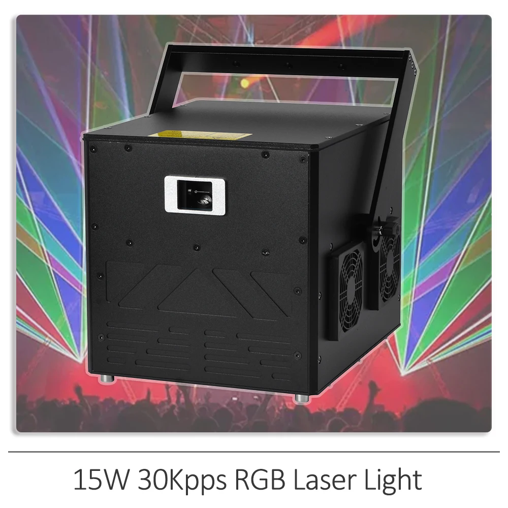 

15W ILDA RGB Laser Light Animation Beam Scanner Stage 30Kpps Laser Projector Party Laser Light Dj Laser DMX Stage Effect Light