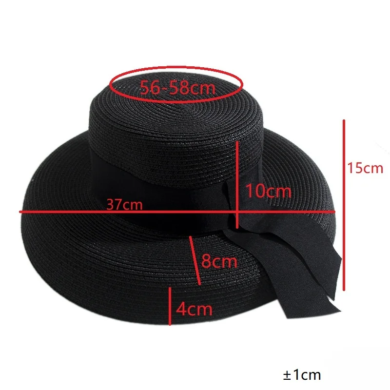 Ymsaid Women's Sun Hat Summer Beach Straw Hat Women Boater With Ribbon Tie For Vacation Holiday Audrey Hepburn