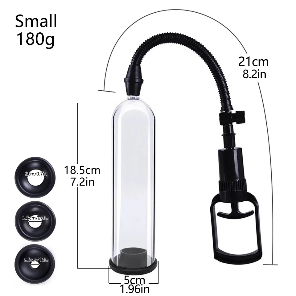 Penis Pump 20.5CM Manual Male Penis Enlarger Sex Toys Vacuum Pump Masturbation Penile Extender Trainer Adults