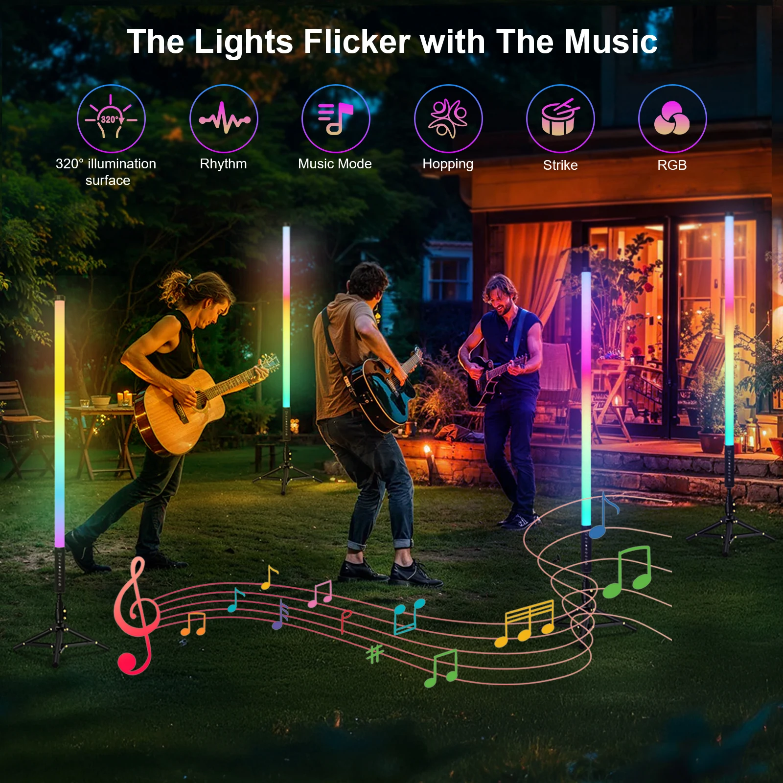 LUXCEO 90cm 4pcs 4W LED 무드 라이트 원격 제어 분위기 조명 RGB 색상 변경 조명 바 파티 크리스마스 장식.