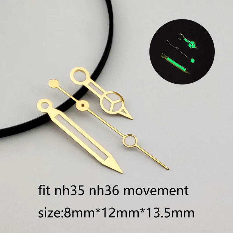 Watch Accessories Silver Gold Rose Aiguille NH35 Hands Submariner Mercedes Diver Needles C3 Lumen Pointer For Seiko Watches Replacement Part