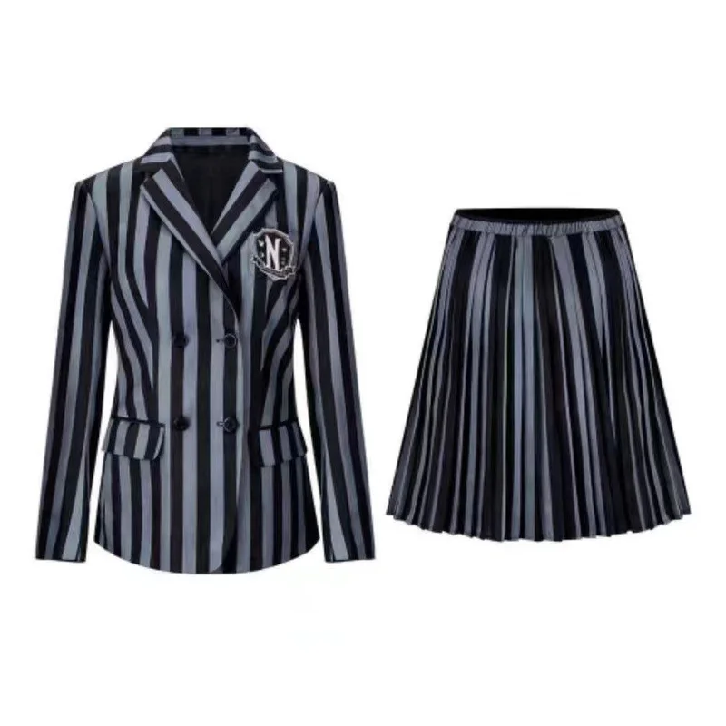 Kids Children Wednesday Wednesday Cosplay Costume Dress Outfits Halloween Carnival Suit Black Dress Role Play for Girls cosplay costume halloween dress outfit