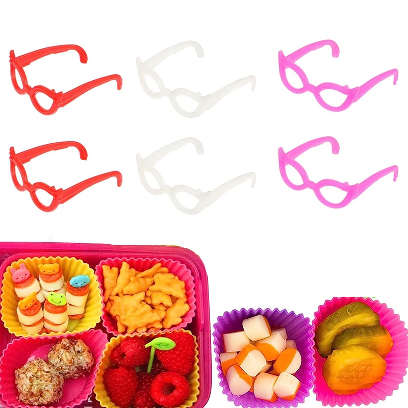 Bento Decoration Tools 4/8/16Pcs Bento Decoration Tools Lunch Bento Box Food Glasses Headwear et Sandwich Toppers Decor
