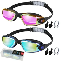 No Leaking Anti Fog Professional Swimming Goggles Adjustable with Earplugs Storage Box Pool Glasses for Swim Sports Adults Kids