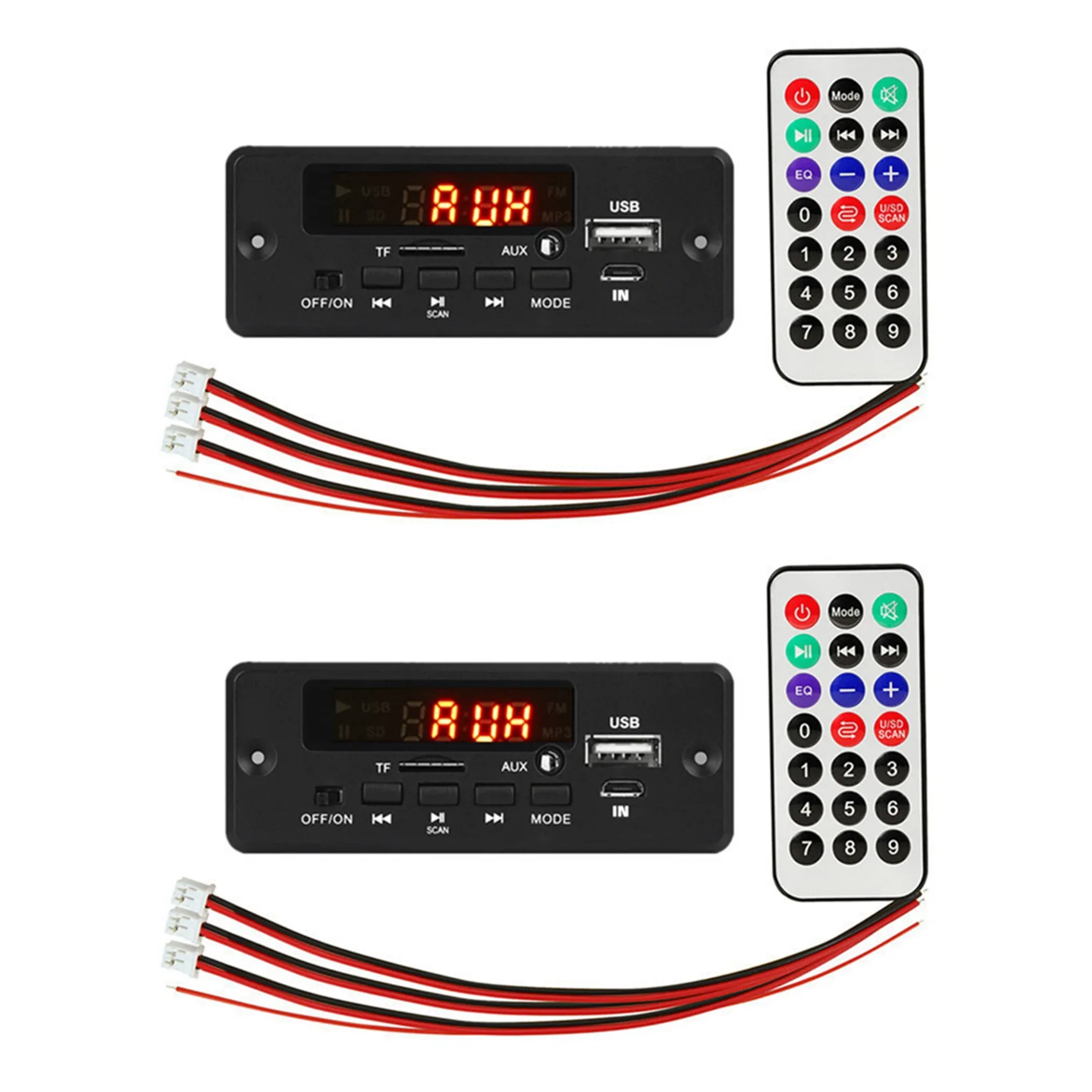 

2Set 2X25W 50W Amplifier MP3 Player Decoder Board 5V-12V Bluetooth 5.0 Car FM Radio Module Support TF USB AUX Player