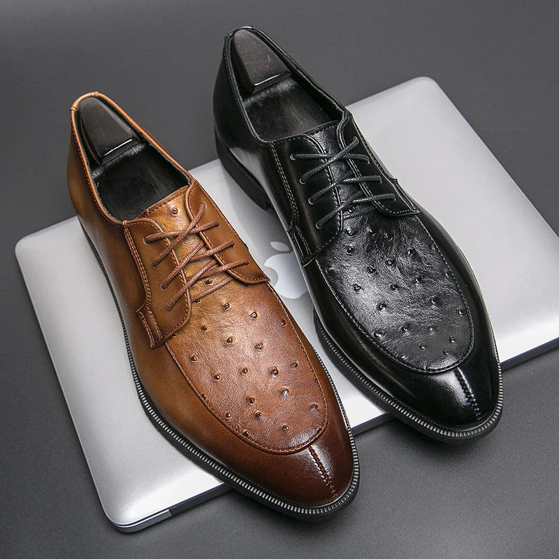 

Men‘s Genuine Leather Dress Shoes High Quality Solid Oxford Shoes For Men Casual Formal Flats Italian Design Comfy Men Shoes