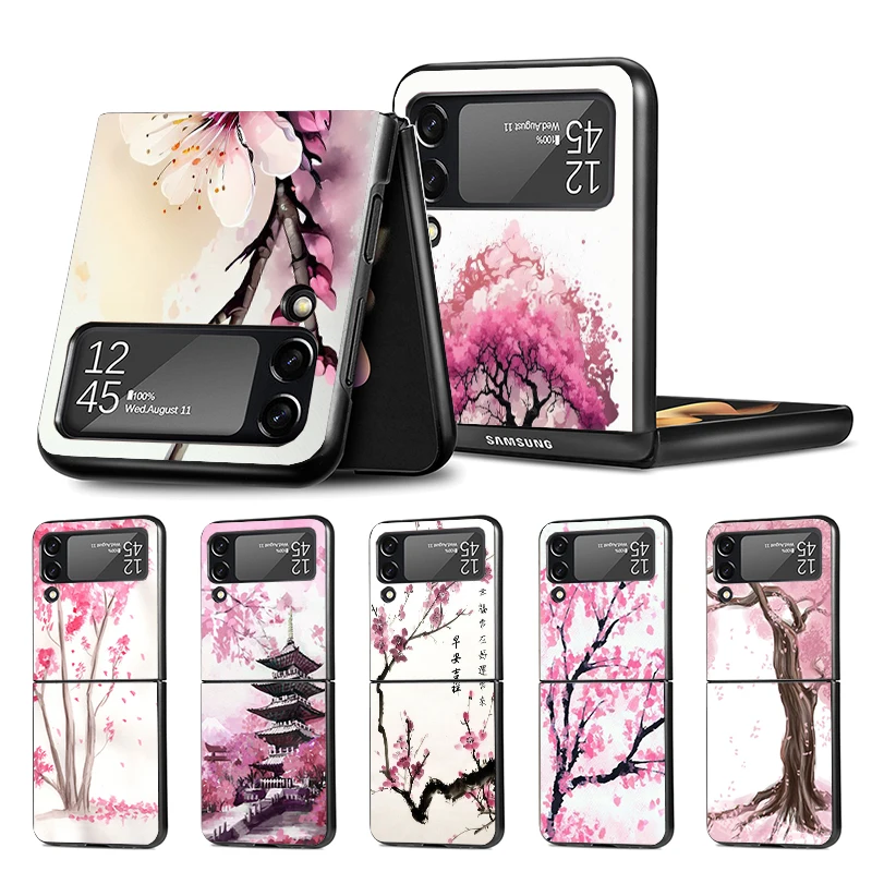 Cherry Blossom Tree Z Flip 4 Z Flip 4 Phnoe Case Per Samsung Z Flip 3 5 5G Black Hard Shell Galaxy Zflip3 Zflip4 Zflip5 Unique