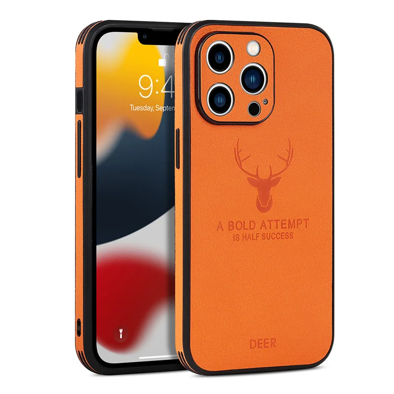 Luxury Deer Leather Texture Silicone Business Soft Shockproof Phone Case