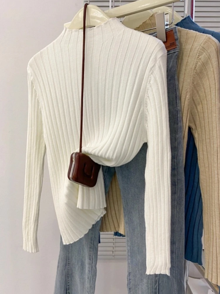 Zjaiss Women Knitted Sweater Autumn Winter 2025 Pullovers Turtleneck Long Sleeve Slim Versatile Basic Solid Female Sweaters