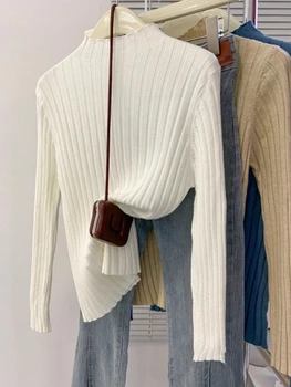 Zjaiss Women Knitted Sweater Autumn Winter 2025 Pullovers Turtleneck Long Sleeve Slim Versatile Basic Solid Female Sweaters