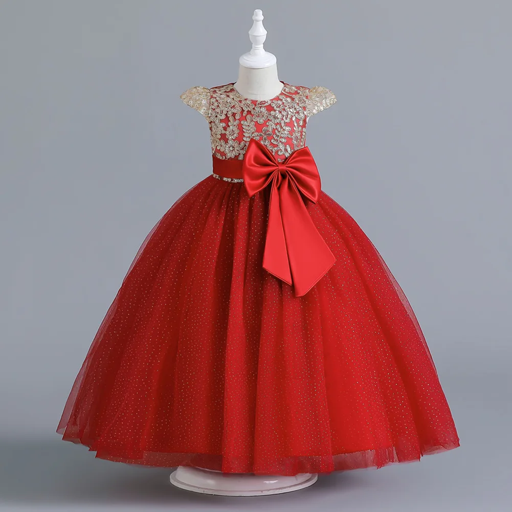 

Girls' Wedding Dress Pengpeng Princess Dress Host Piano Performance Dress Children's Christmas Evening Dress Size 120-170