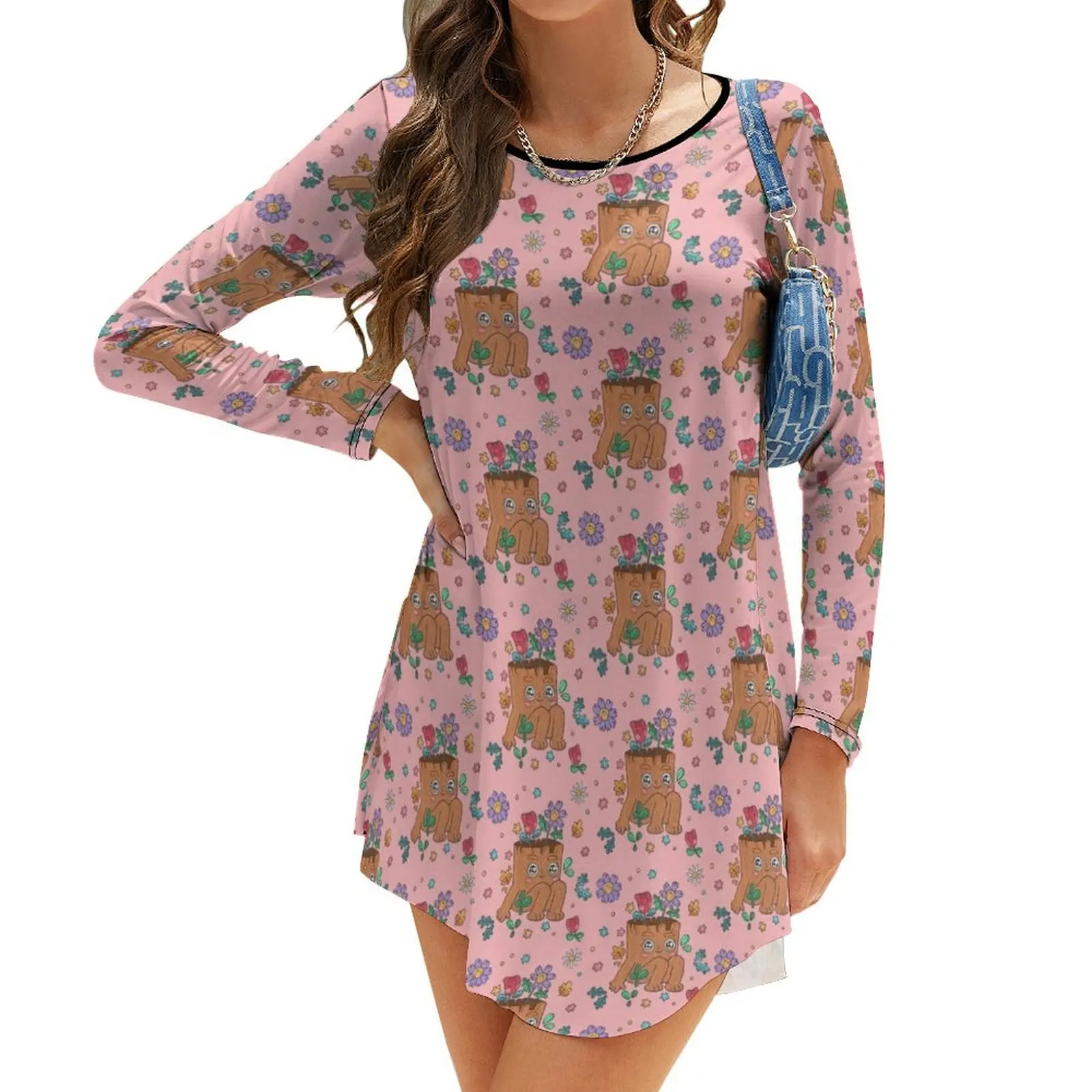 

Little boy tree with cute flowers Long-Sleeve Dress women dress Summer skirt