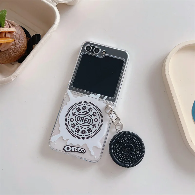 

Creative Biscuit Pendant Phone Case for Samsung Galaxy Z Flip 5 4 3 Protective Back Cover for ZFlip3 ZFlip4 ZFlip5 Case Shell