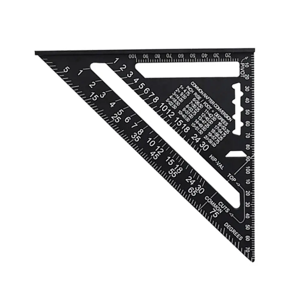 

7/12 Inch Angle Ruler Metric Aluminum Alloy Triangular Measuring Ruler Woodwork Speed Square Triangle Angle Protractor New 2024