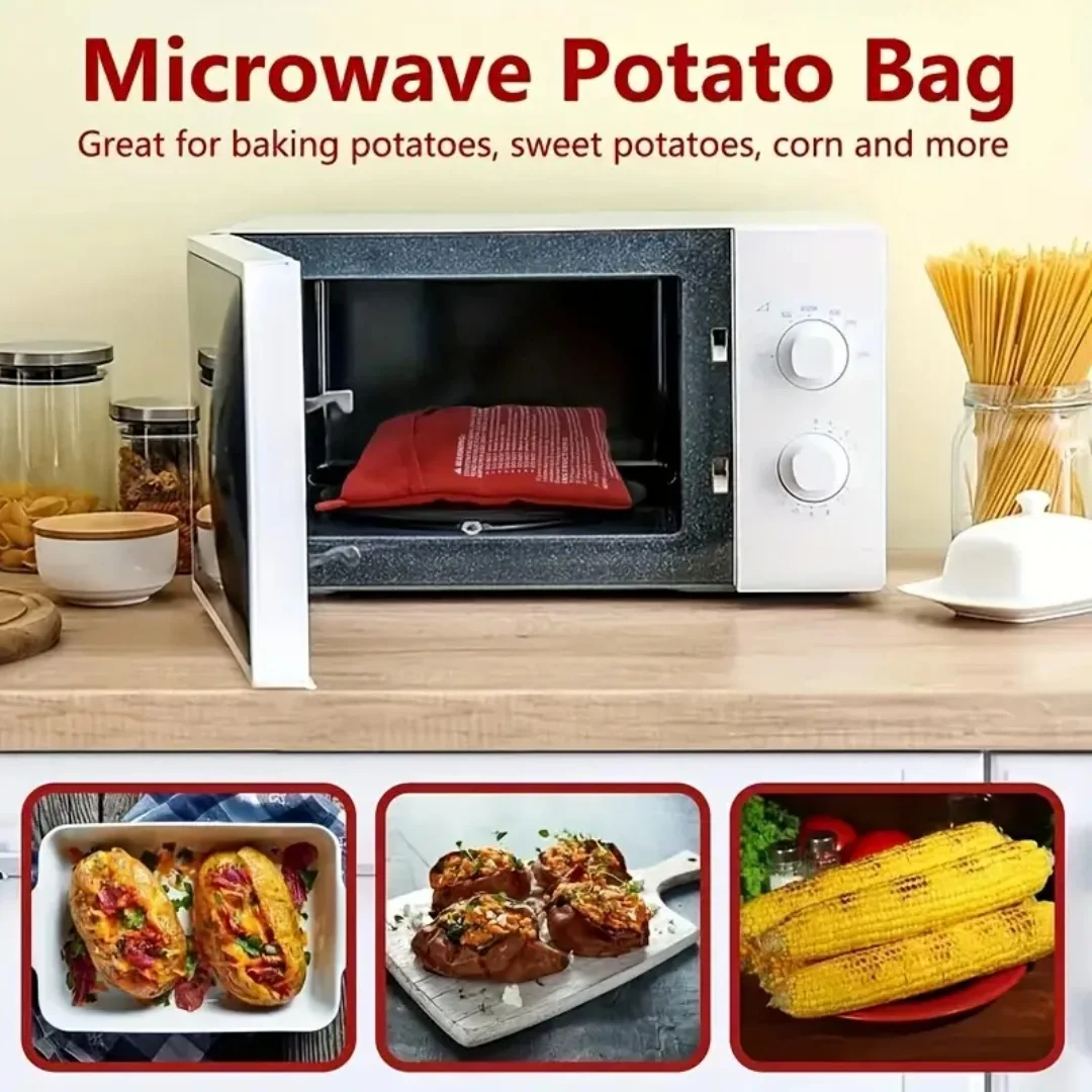 1/2pcs, microwave potato cookware bag, reusable microwave potato cookware, make delicious potatoes in just minutes, kitchen gadg
