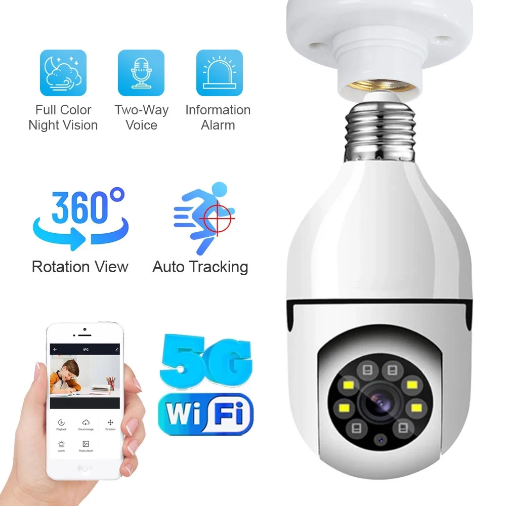 YI IoT 5Ghz 4MP WiFi Bulb Lamp Camera 360 Degree E27 Wireless Security Camera 2MP 1080P Two Way Audio Auto Tracking Baby Monitor