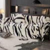 Zebra Print Sofa Knitted Cover Blanket Half Side Velvet Nap Plush Blanket Bed Decoration Bed End Towel Soft Plush Blanket 1
