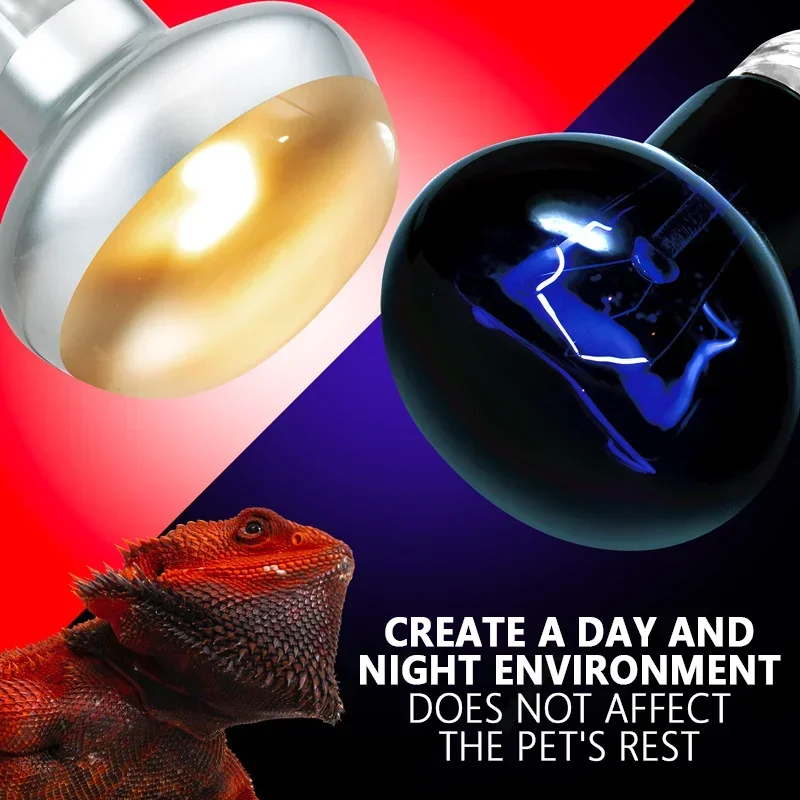 Pet Heating Lamp Lizards Snakes Reptiles Lamp Reptile Night Snake Heat Light Heat Bulb Feeding Box Supplies 25W 50W 75W 100W
