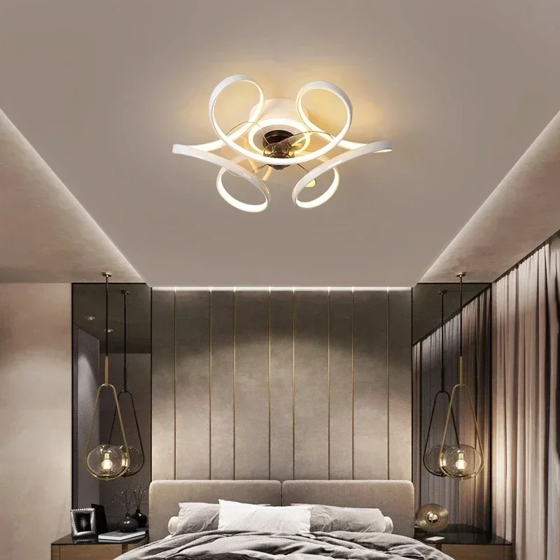 Modern Creative Ceiling Fan LED Lamp Living Room Restaurant Bedroom Remote Control Dimming Chandelier Indoor Decor Light Fixture