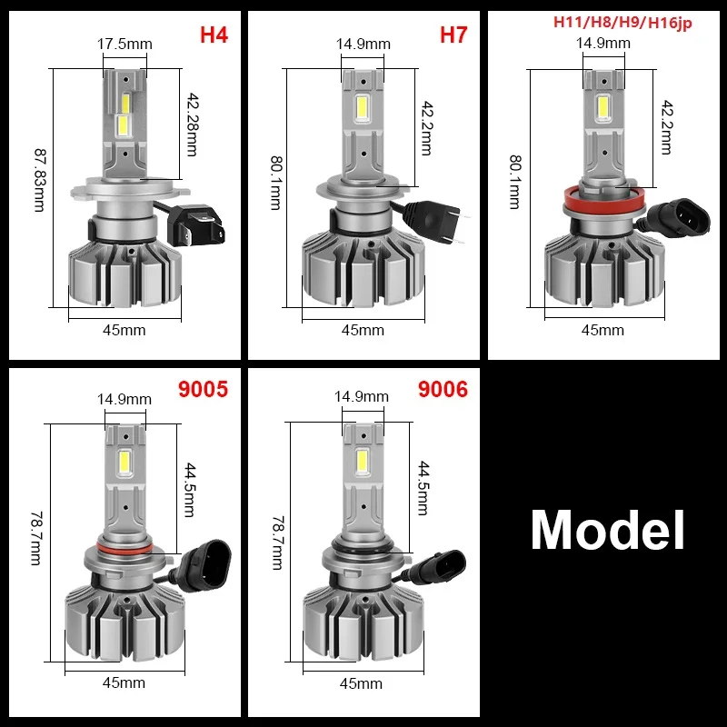 2pcs S5 H4 H7 Led Car Lamps H8 H11 LED Headlight Bulb 12000LM H1 9012 HB3 9005 HB4 9006 Car Light Fanless Led Car Fog Light Bulb