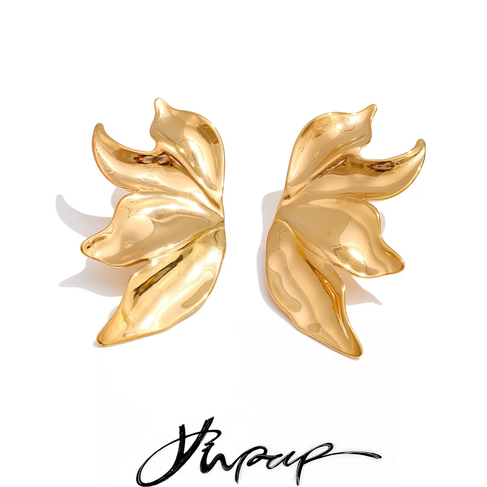 Yhpup Stainless Steel Flower Stud Earrings