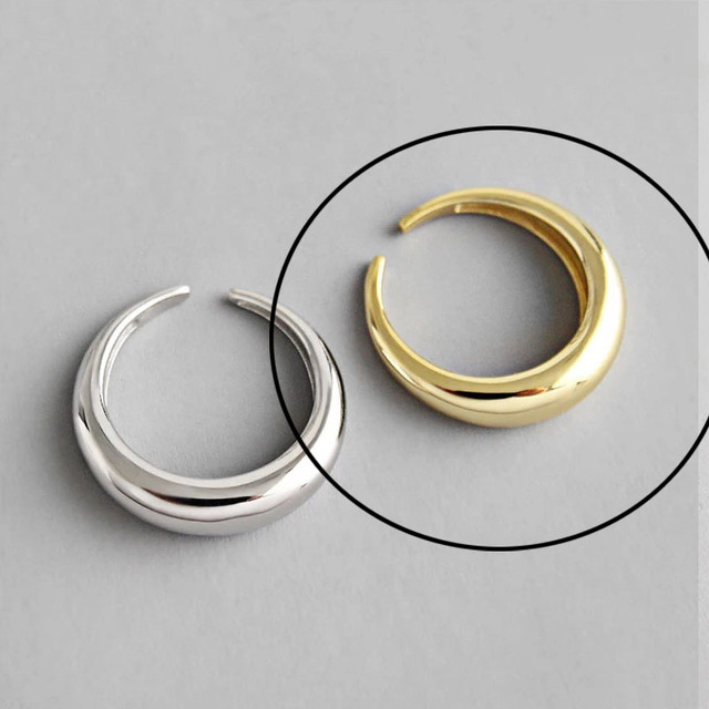 925 Sterling Silver Rings For Women Hollow Out Gold Color Temperament Personality Fashion Female Trendy Resizable Opening Rings - As Picture-771