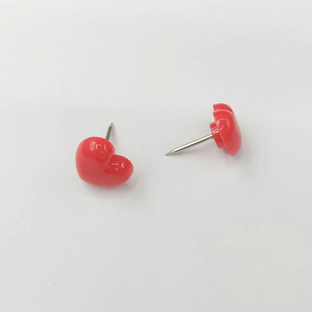 100개 귀여운 빨간 하트 모양 푸시핀, 사무실 정리, 게시판 장식, 벽 사진 포스터, 지도용 플랫 헤드 타카