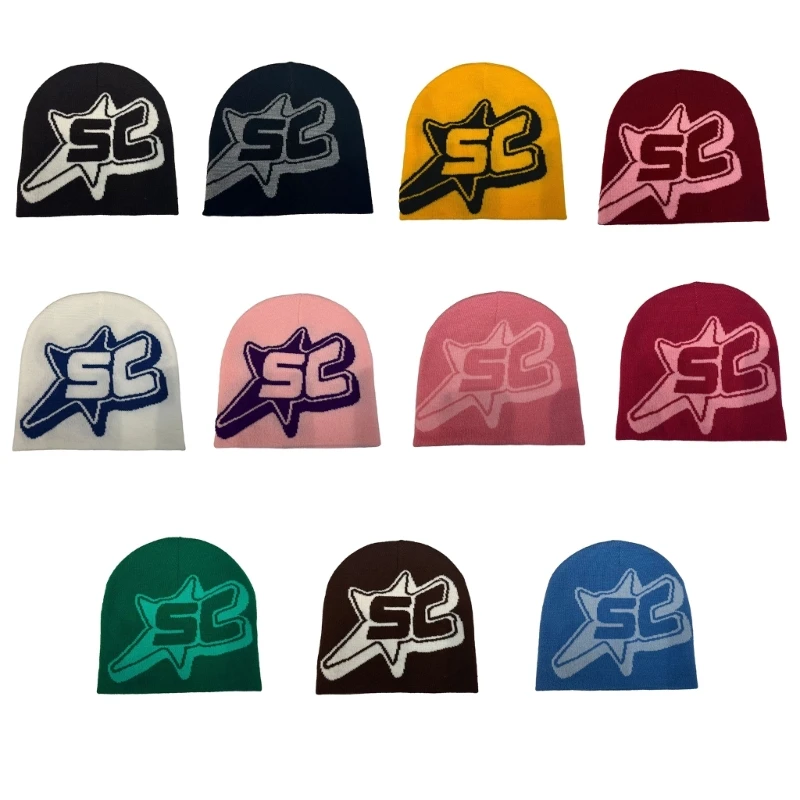 

Teens Winter Beanie Elastic Windproof Hat with Letter Pattern Ear Protector Hat Winter Cycling Skiing Hiking Supplies Dropship