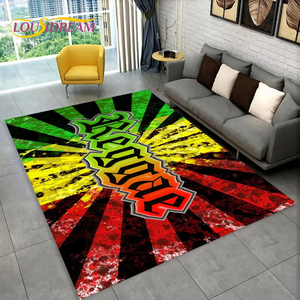 

Reggae Music Jamaican Style Maple Leaf Area Rug,Carpet Rug for Living Room Bedroom Sofa Doormat Decor,Kitchen Non-slip Floor Mat