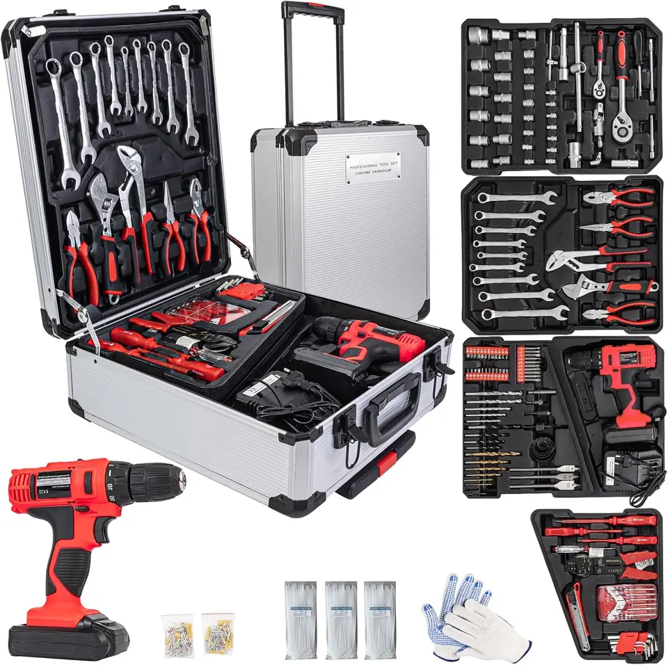 346 Piece Cordless Power Drill Tool Set for Home
