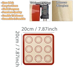 Silicone Non - Stick Reusable Baking Mats - Heat Resistant Sheet Liners for Pastry, Cookies, Macarons, and Cakes (Red20x20cm - M)