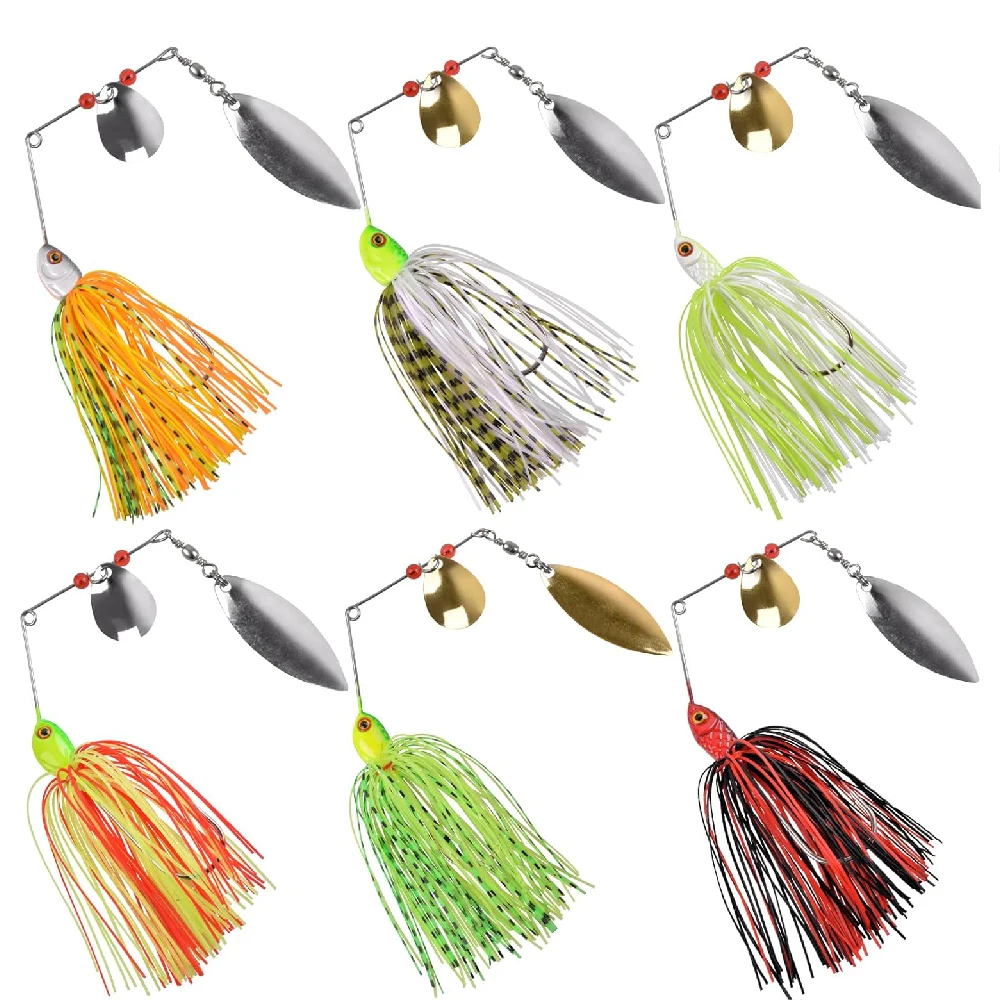 6 Stück Angelköder Spinnerbait Bass Forellenköder Spinner Baits Kit Buzzbait Spinnerbait Jigging für Bass Pike Forelle Lachs – Detail 6