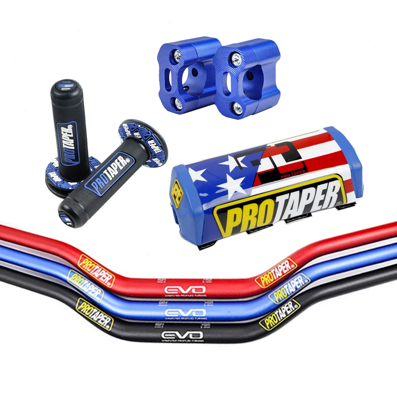 Motorcycle Handlebar 28mm CNC 1-1/8" Fat Bar High Handle Grips Pads For KAWASAKI HONDA SUZUKI YAMAHA Protaper Pro Dirt Bike