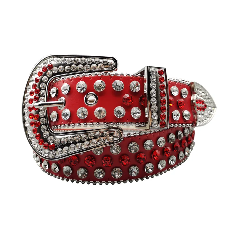 

European Rock Rivet Studded Waist Belt for WOmen Punk Street Bling Rhinestone PU Leather Waistbands Diamonds Ceinture Pour Robe