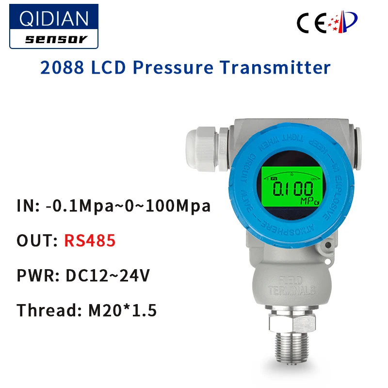 Pressure Sensor Digital Pressure Transmitter 4-20mA Hart M20*1.5 RS485 0-10v Transducer