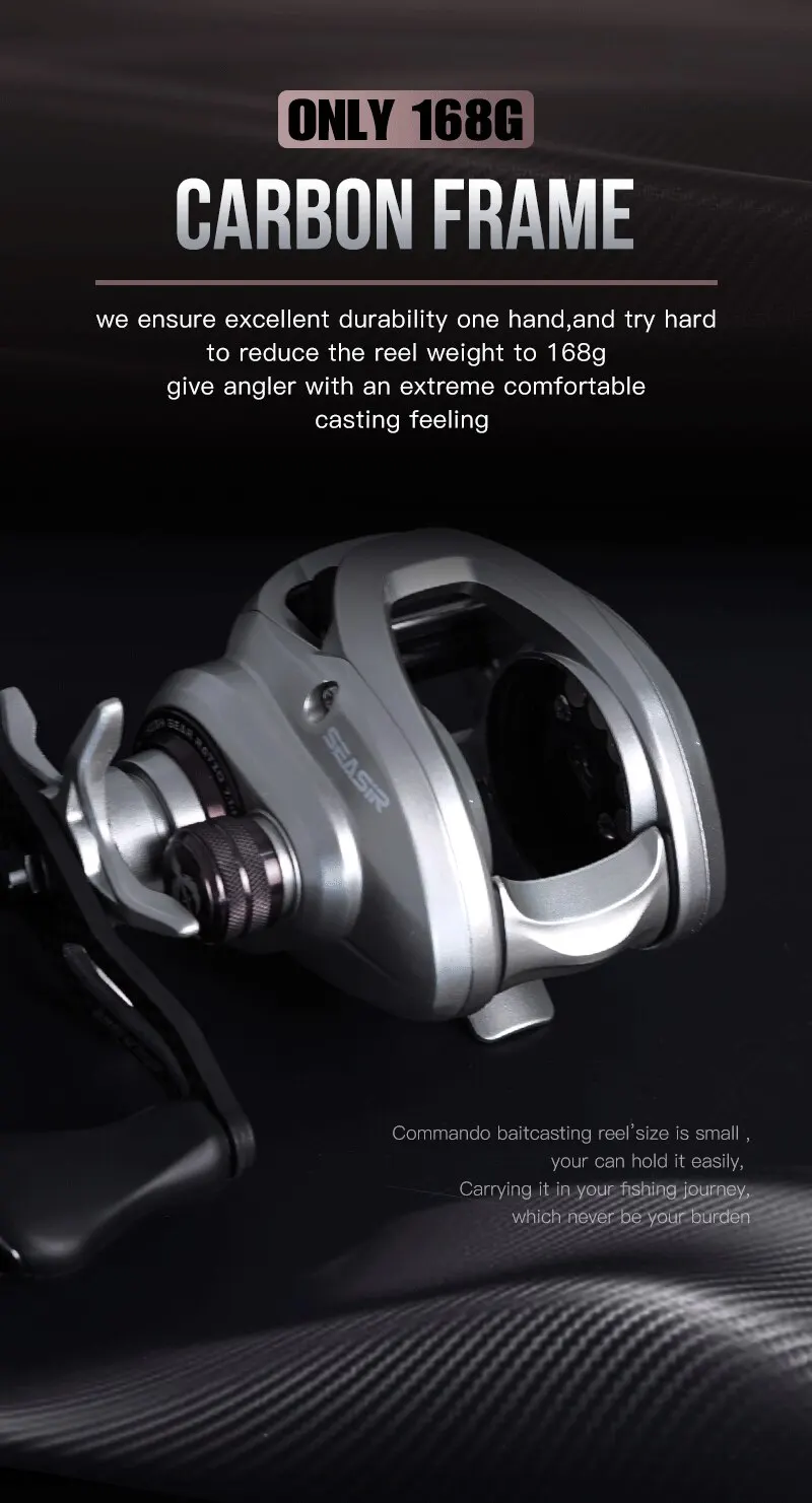 SEASIR Commando Baitcasting Reel Carbon Ultralight 168G Double