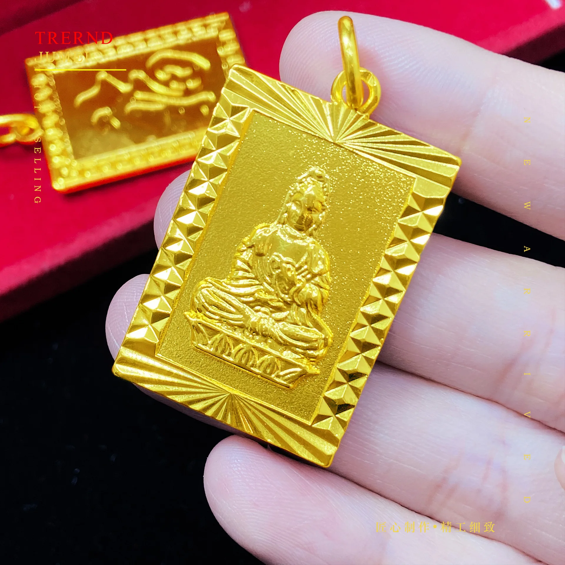 

18K Yellow Gold Color Saqure Pendant for Women Men Jewelry Wedding Engagement Gifts Pedant Without Necklace Jewelry Gifts