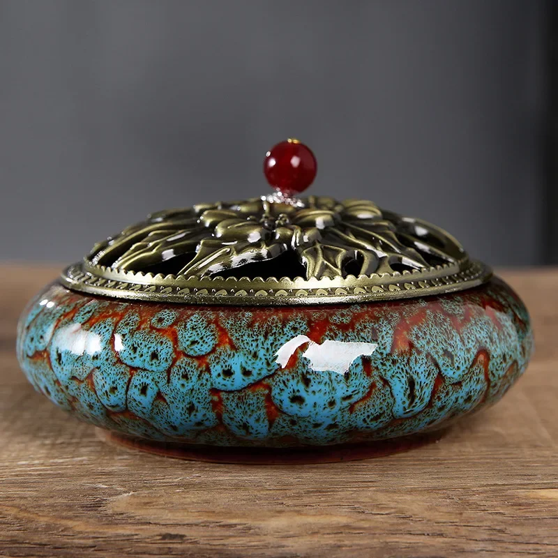 Y The Large Mosquito Coil Tray Living Room Incense Sticks Burner Dragon Sandalwood Ceramic with Lid Home Fireproof Cone Censer - Image 5