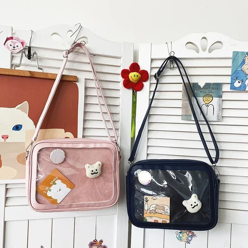 

Luxury Pu Ita Bag Crossbody Women Sweet Lolita Bags Cute Transparent Pocket Japanese Style Shoulder Bag Purses and Handbags