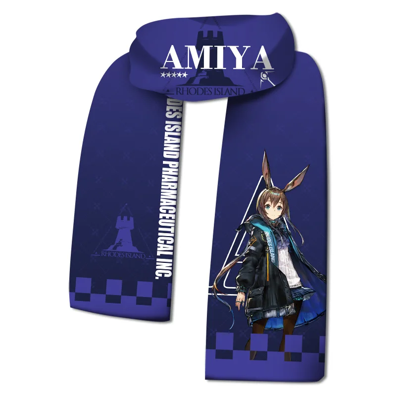 Anime Arknight Rhodesisland Warm Scarfs Scarf Cosplay Costume Daily Casual Scarves Plush Double Sides Printed