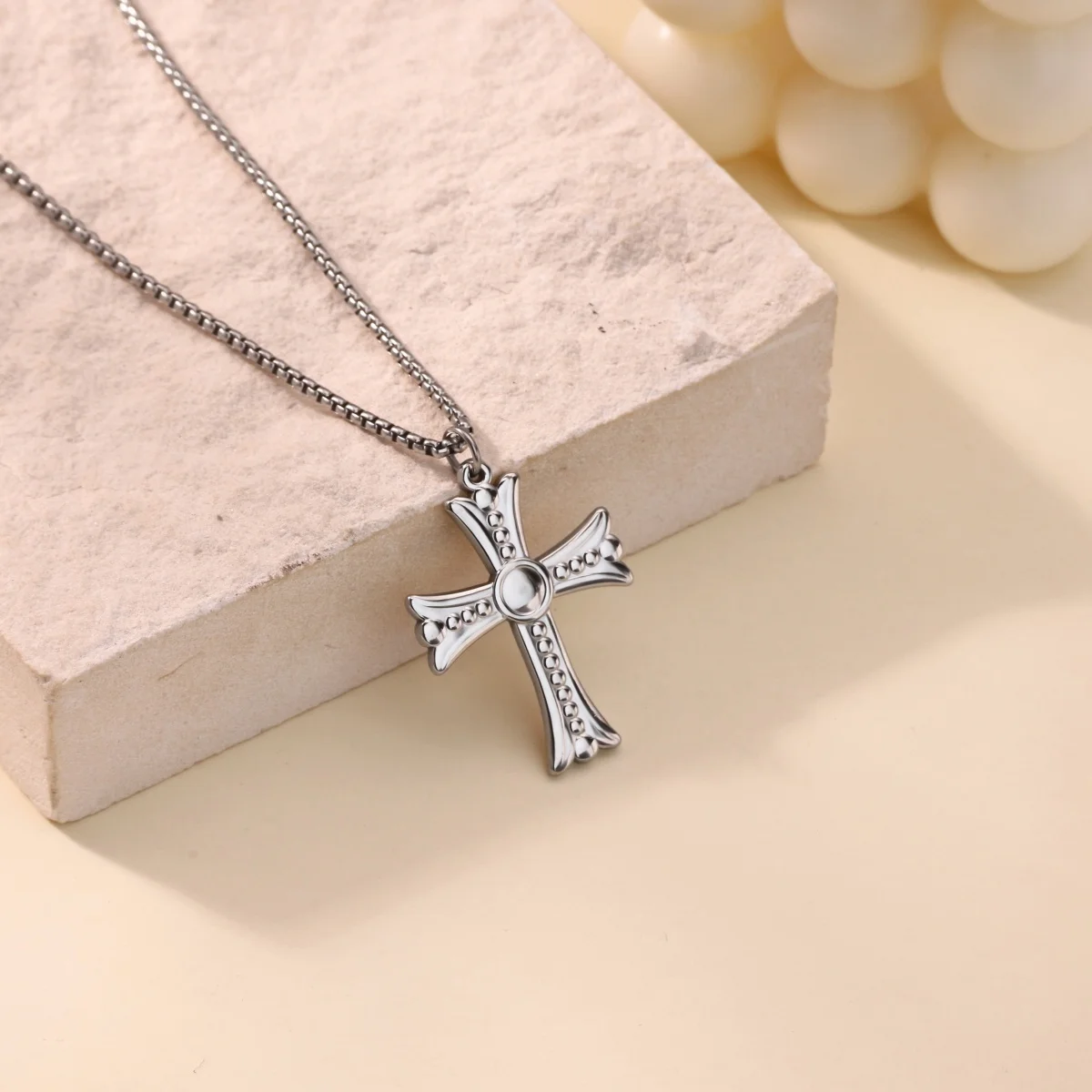 Fashion Classic Cross Pendant Necklace For Women Men Gold Color Stainless Steel