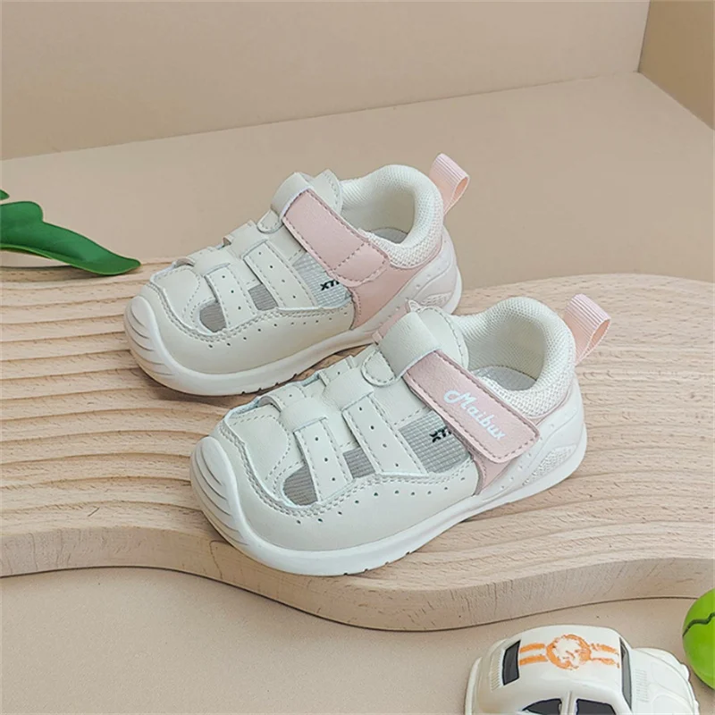 Summer Baby Shoes Leather Cut-outs Soft Sole Boys Sandals Closed Toe Non-slip Fashion Toddler Girls Sandals EU 15-25