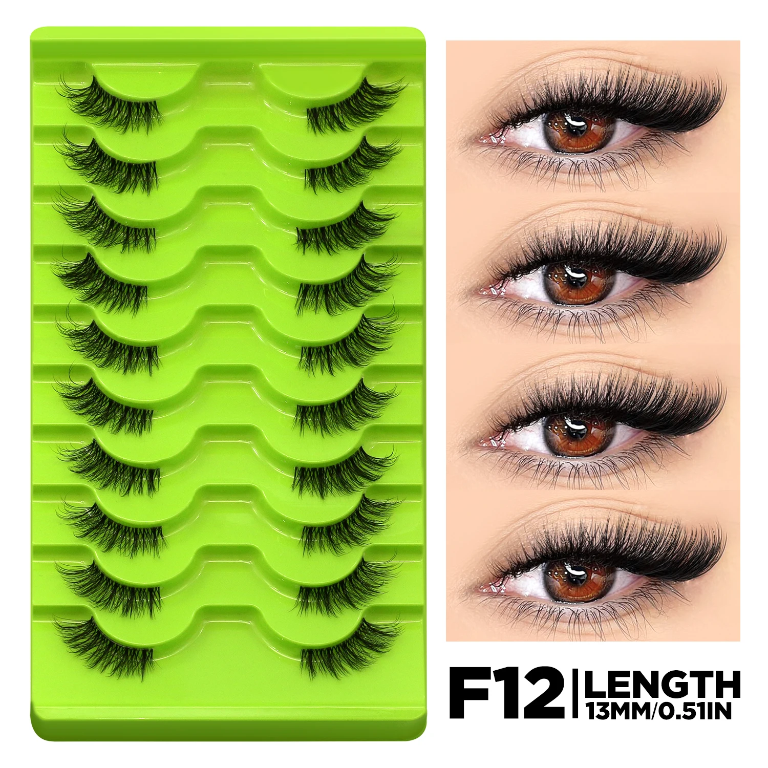 GROINNEYA Half Eyelash Cat Eye Lashes Soft Full Thick Wispy Eyelash Winged End Eye Elongated Eyelash Extension Makeup 8
