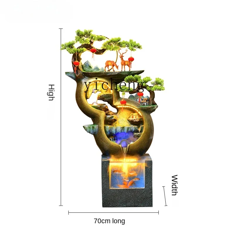 

ZC Gourd Rockery Flowing Water Ornaments Circulating Water Home Ornament Fortune Living Room Entrance Landscape