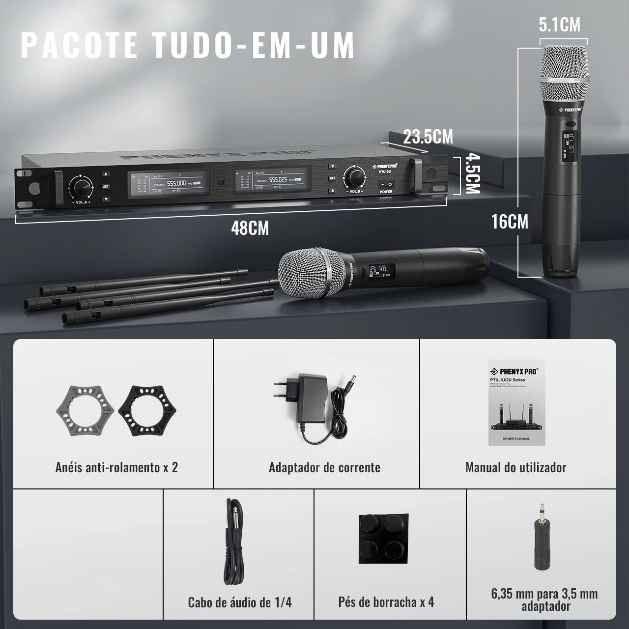 PHENYX PRO PTU-2U ワイヤレスマイクシステム PTU-2U-2H Dual Wireless Microphone System - Phenyx Pro