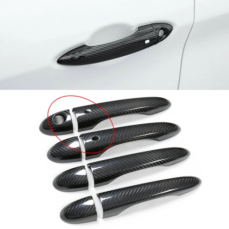 

For Alfa Romeo Giulia Stelvio 2015-2017 Car Exterior Side Door Handle Cover Trim Catch Cap Stickers Real Carbon Fiber