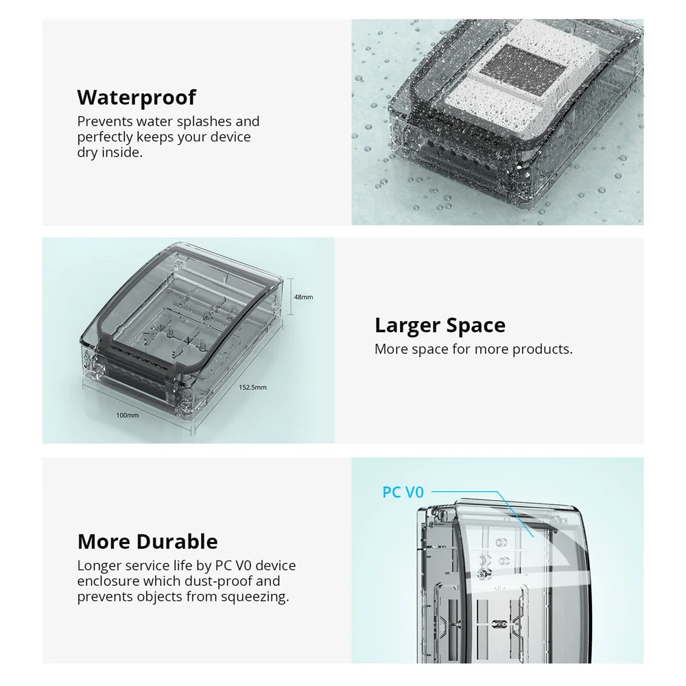 SONOFF Waterproof Box R2 Water-resistant Compatible with SONOFF TH Elite/ TH Origin/ POW Elite/ POW Origin/ M5/ TX/ NSPanel