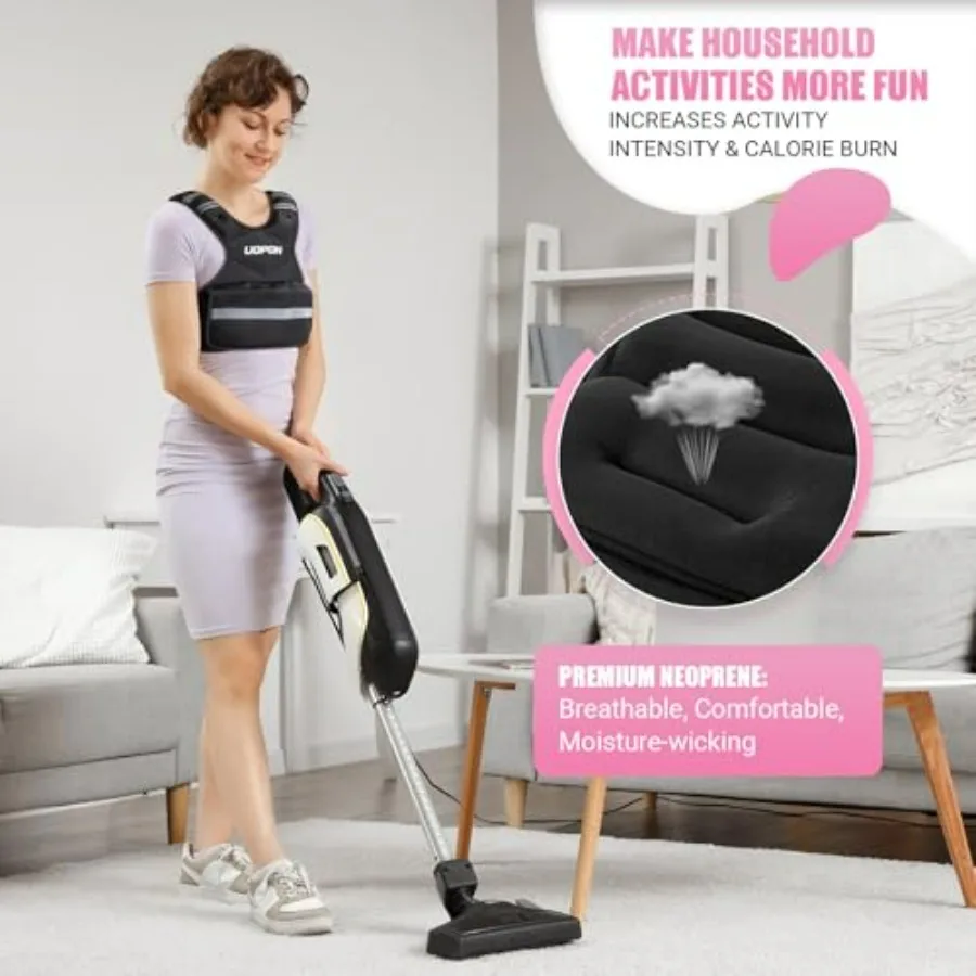 Adjustable Weighted Vest for Women, 6-12 Lbs Rucking Vest with 6 Ironsand Weights, Great Weighted Vest with Plus Pockets & Refle