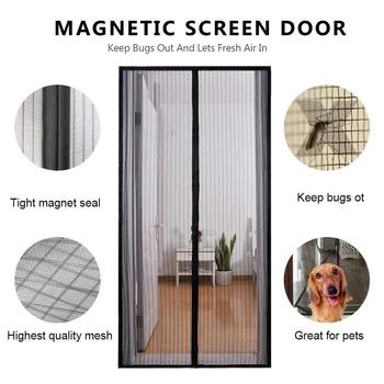 Moustiquaire magnétique d'été, rideaux de porte anti-insectes, maille, fermeture automatique, écran de porte, salon, chambre à coucher 1