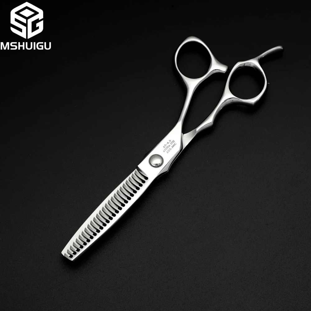 MSHUIGU 6-Zoll professionelle Friseurschere mit umgekehrter Klinge 50 %-55 % Effilierschere Japan 440C für Herrenhaarschnitte Heim- und Salongebrauch – Detail 15